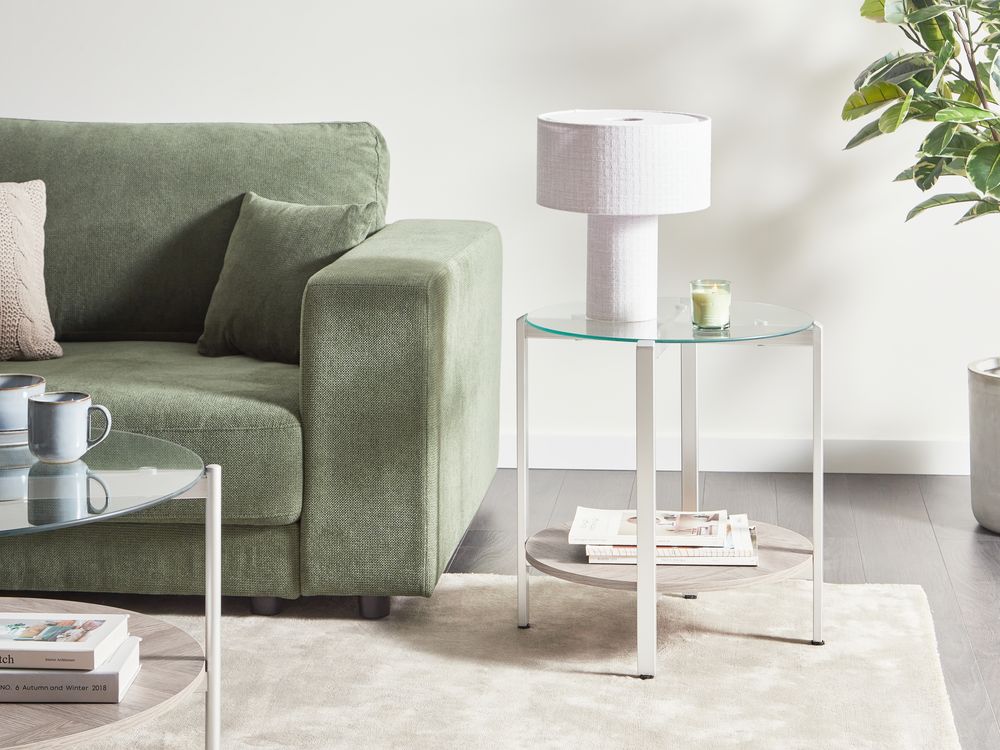 Side Table LOVELL Tempered Glass Silver