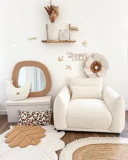 Lustro ścienne EPIRY 79 cm 80 cm Boucle Jasnobrązowy_949414