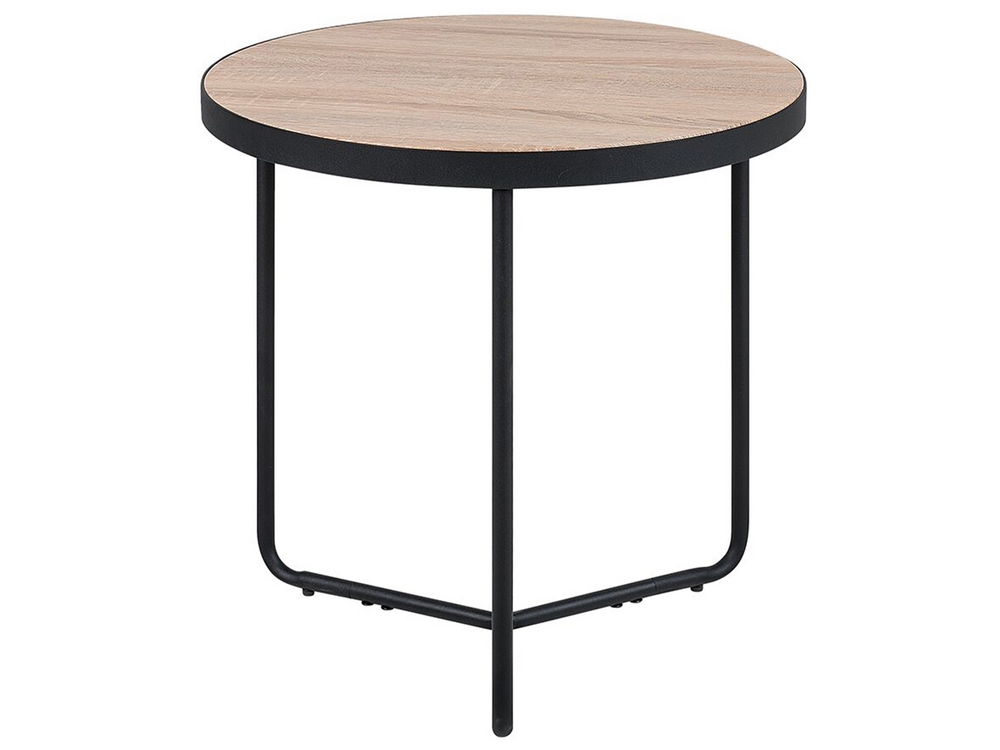 Set of 2 Coffee Tables Light Wood with Black MELODY Small and Medium Beliani