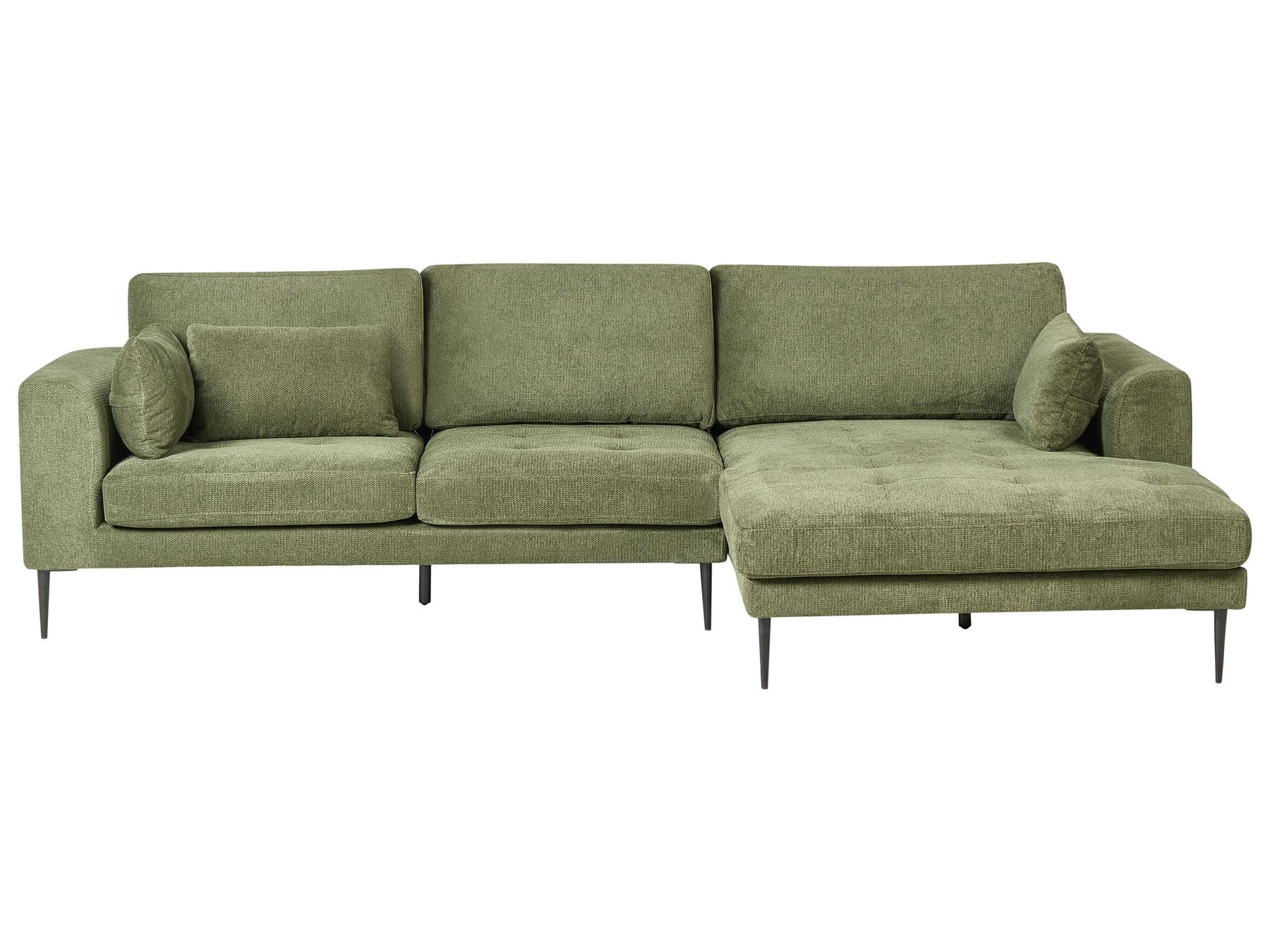 Left Hand Fabric Corner Sofa Green FLAM_934582