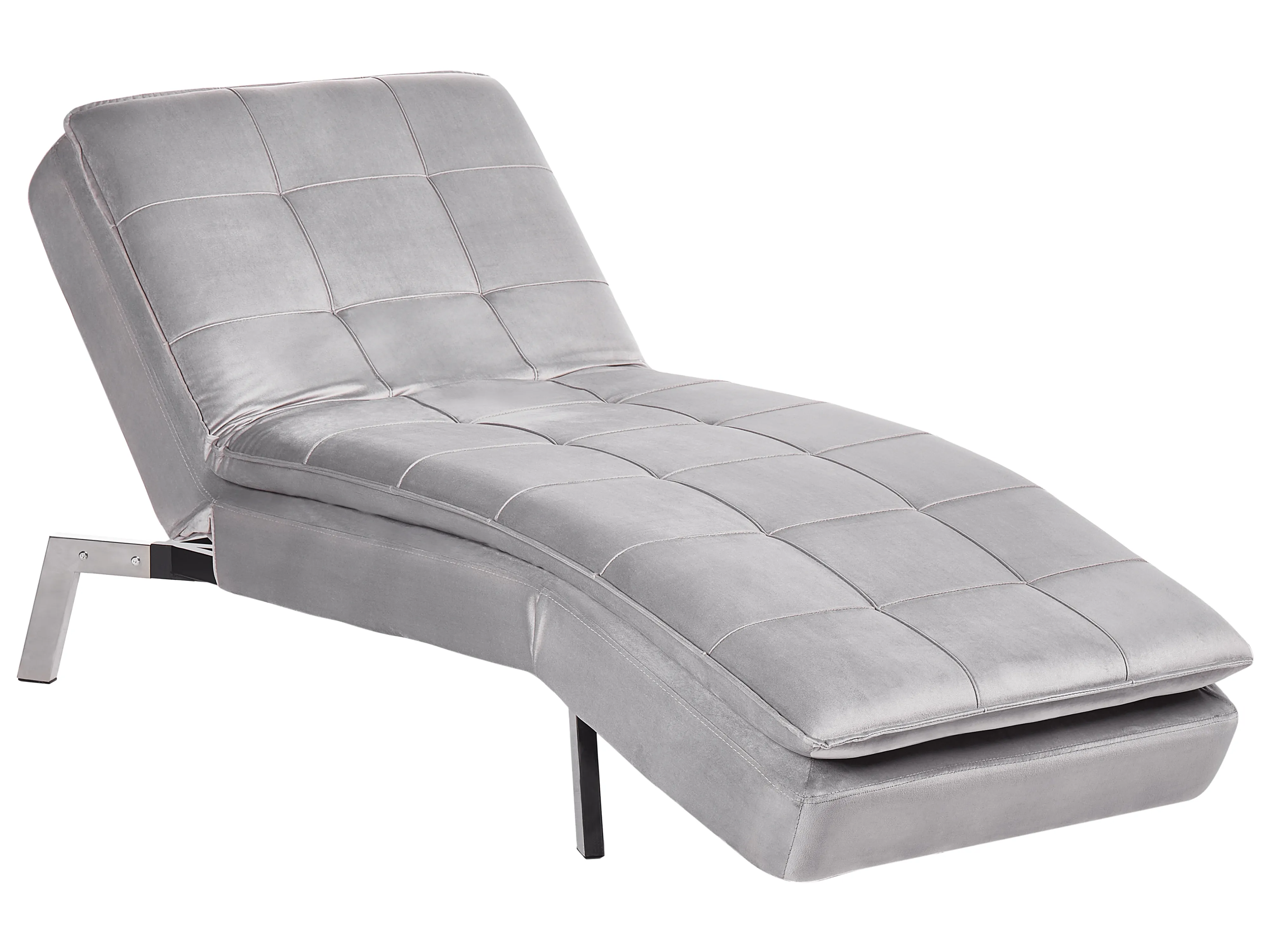 VidaXL Sdraio Imbottita Elegante In Similpelle Grigia - Chaise Lounge Con Gambe In Acciaio E Porta USB