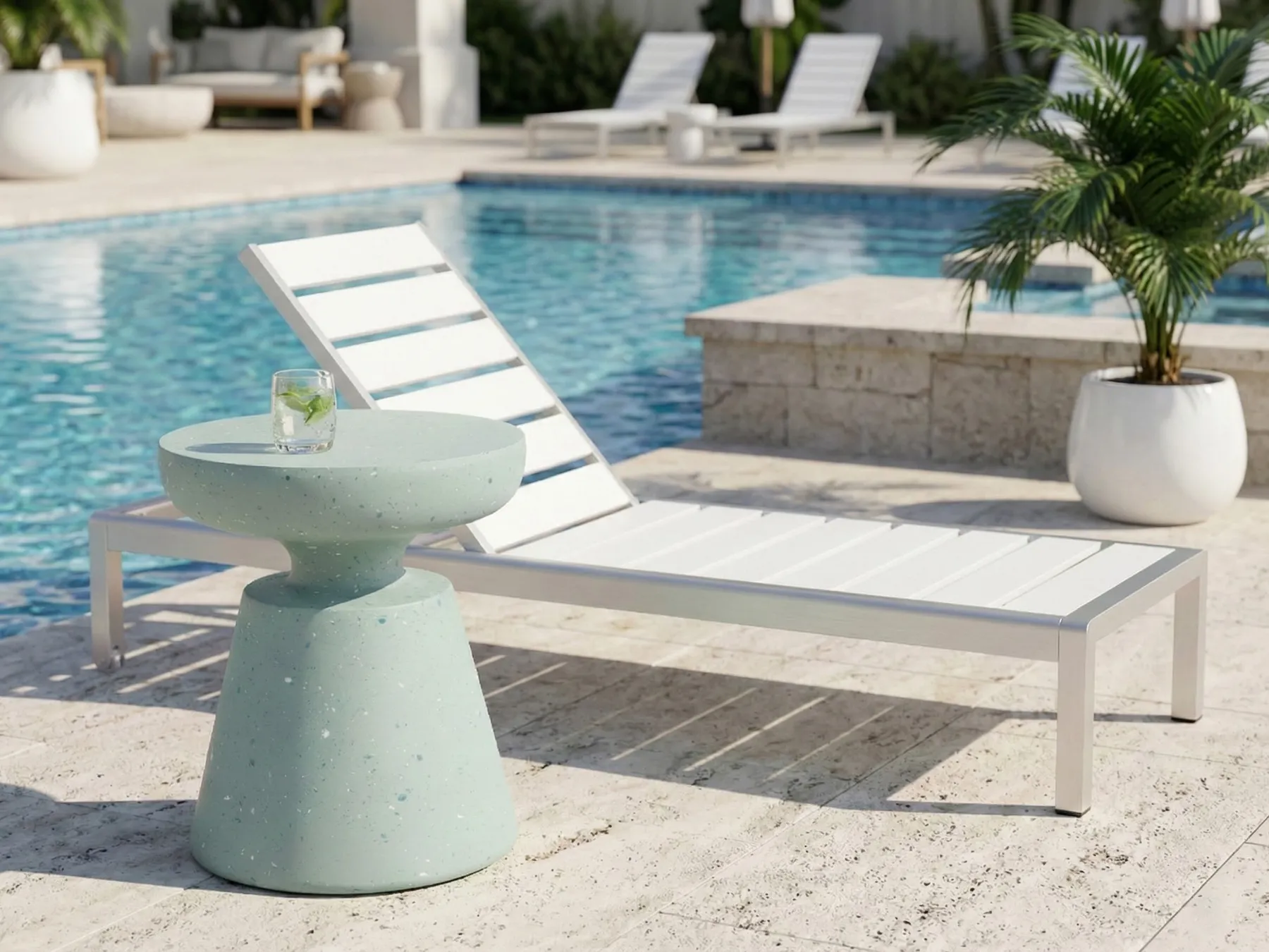 Side Table MINCIO 45 cm 45 cm Terrazzo Effect Green_1043481
