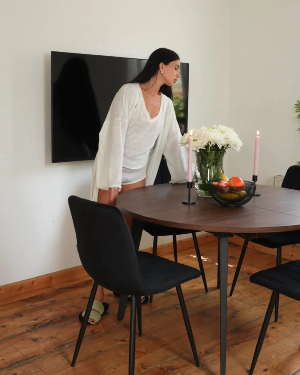 Masă de dining extensibilă BOVINA Maro închis 120/150 cm 120 cm_1156415