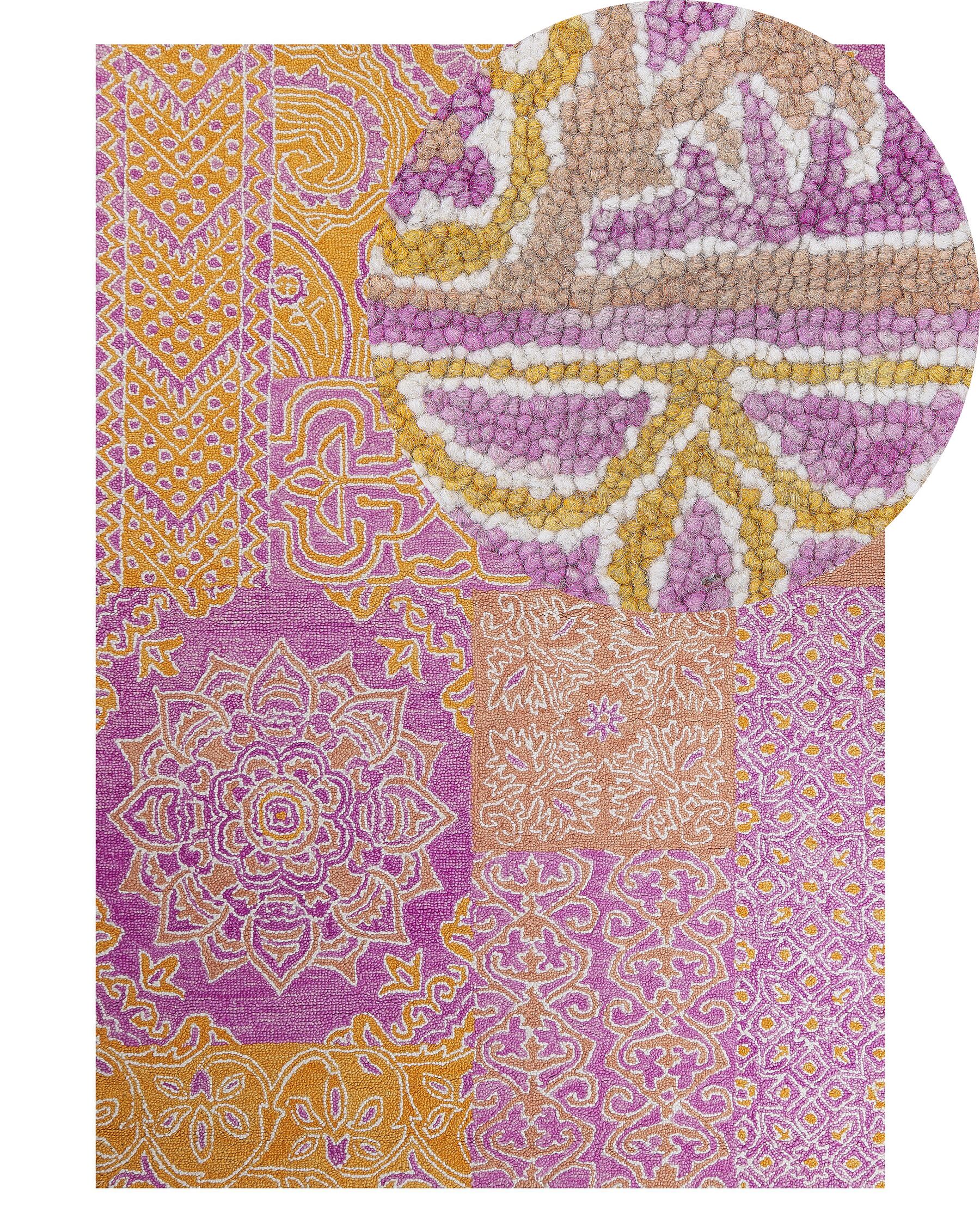 Teppich Wolle mehrfarbig orientalisches Muster 140 x 200 cm Kurzflor AVANOS_830708