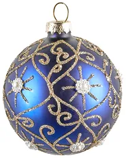 Set of 35 Baubles ICEDROP Glass Blue/ Gold_1028532