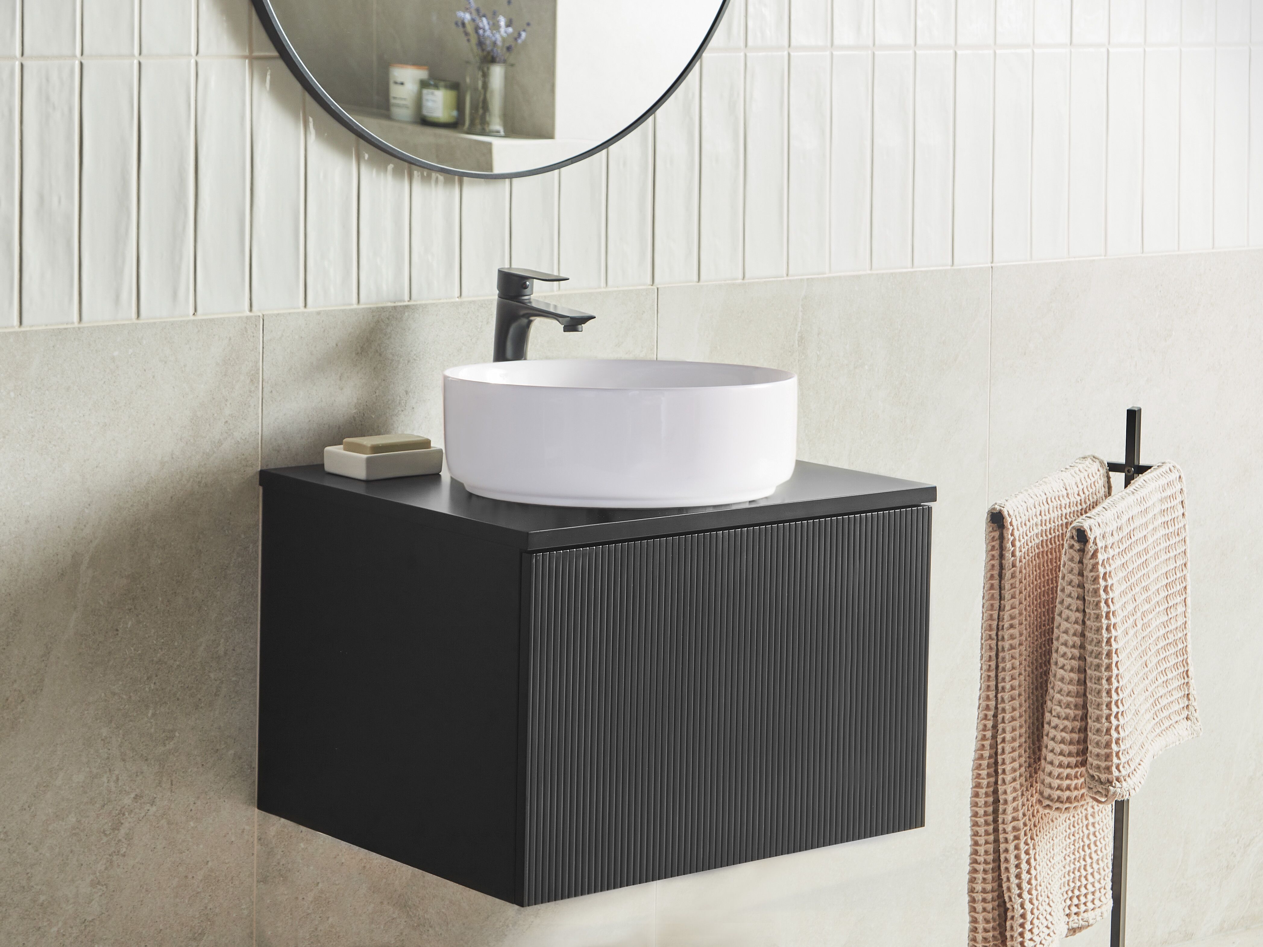 Wall Mounted Washbasin Cabinet ALZIRA 60 cm Black | Beliani.co.uk