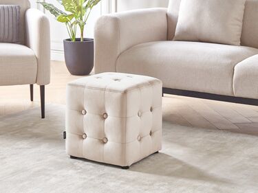 Velvet Pouffe Light Beige WISCONSIN