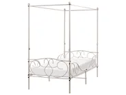 Four Poster Bed Metal SORMERY 90 x 200 cm (EU Single) Light Beige_1073126