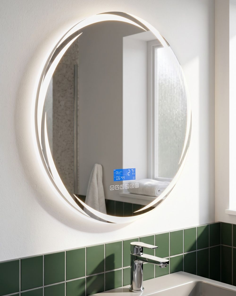 LED Bathroom Mirror TANAY 60 cm 60 cm with Built-In Bluetooth Speaker Silver