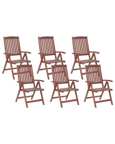 Set di 6 sedie da giardino in legno reclinabili TOSCANA