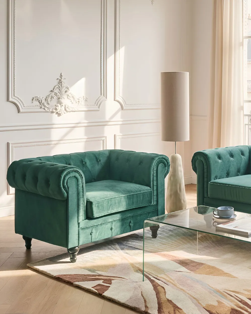 Fotel CHESTERFIELD Welur Szmaragdowy