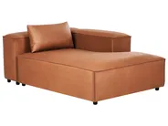 Left-Hand Chaise Longue BRANDE Fabric Golden Brown_1001614