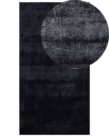 Fekete műnyúlszőrme szőnyeg 80 x 150 cm MIRPUR