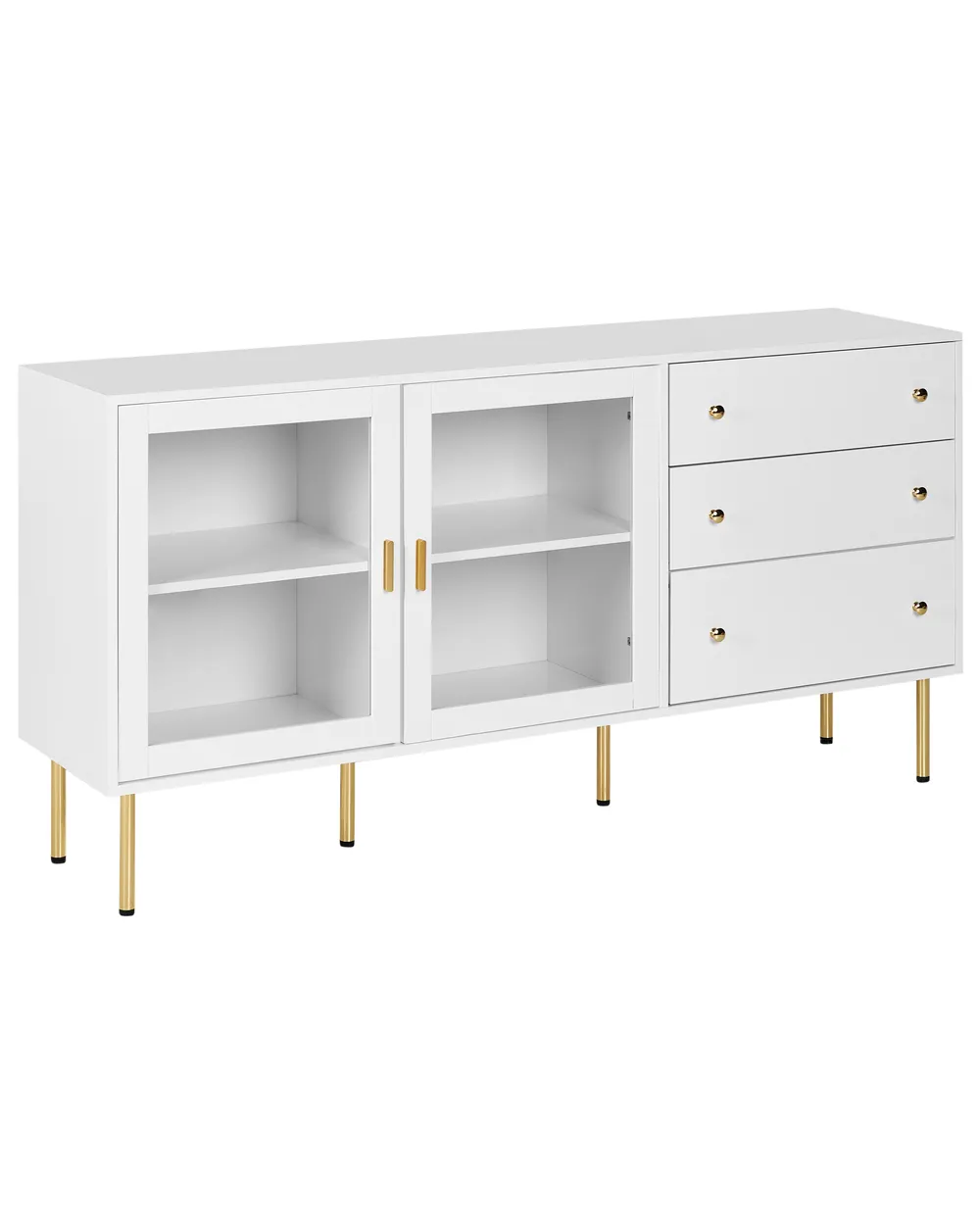 Glass Display Sideboard MILORA 160 cm White_979546