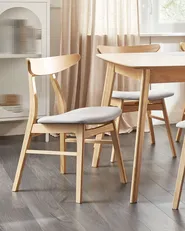 Set of 2 Dining Chairs LYNN Wood Light Brown/ Grey_858542