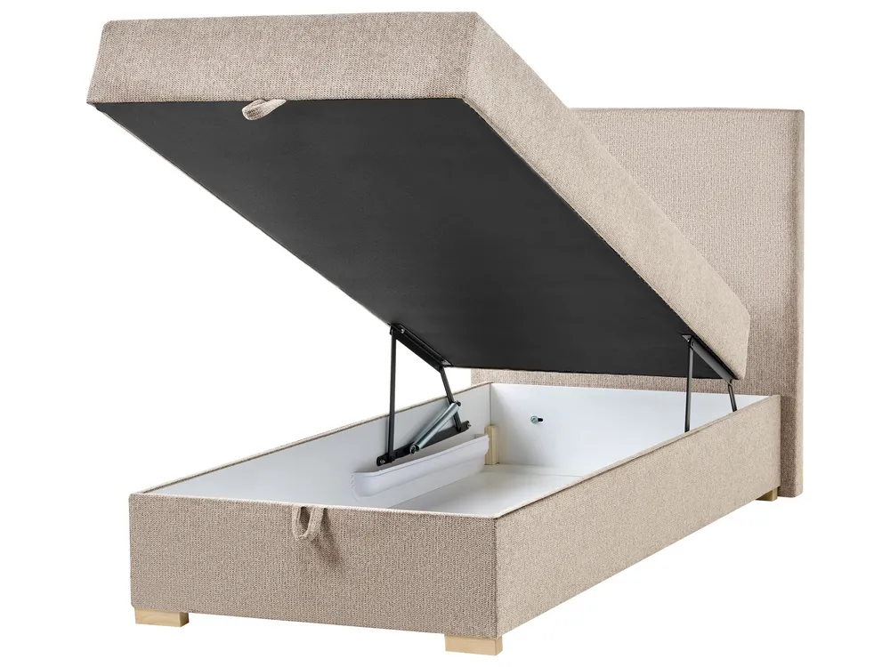Divan Bed with Storage MAJOR Fabric Taupe 90 x 200 cm (EU Single)