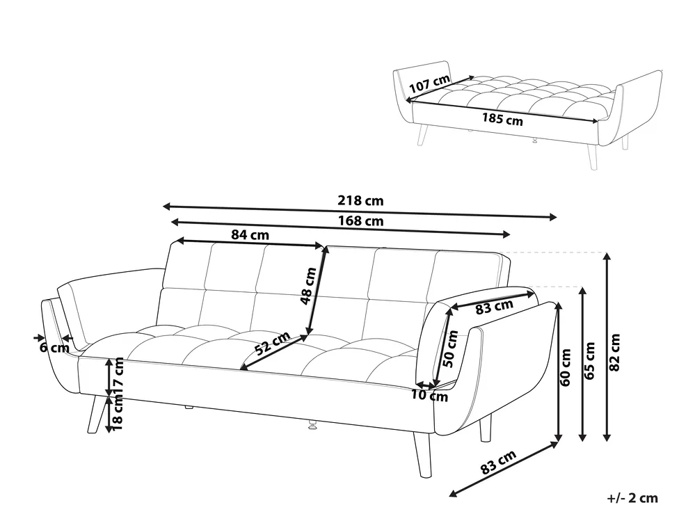 Sofa Bed 3 Seater ASBY Velvet Navy Blue_790198