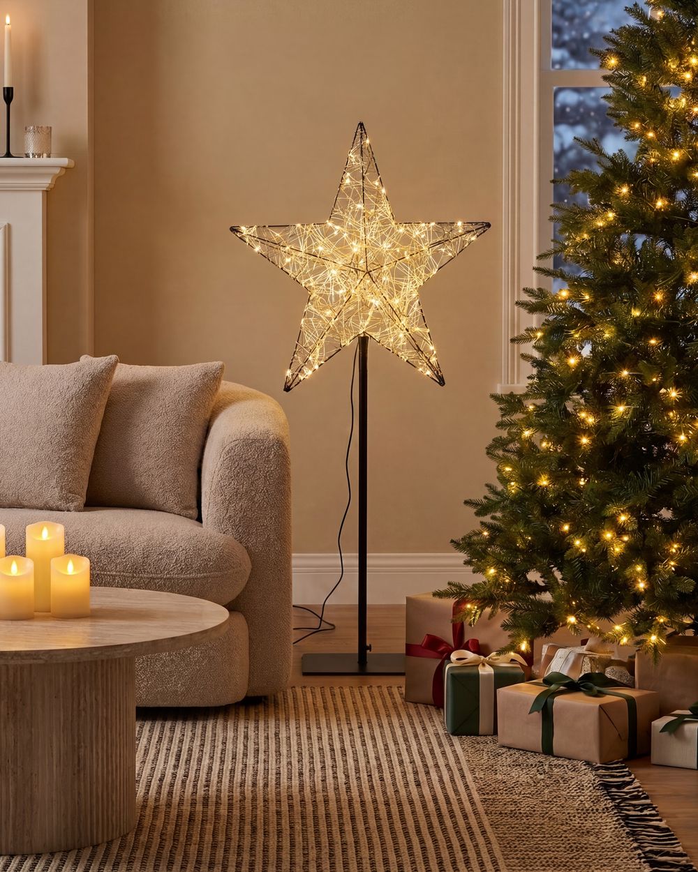 Buitendecoratie LED SANNAN 110 cm Ster Zwart