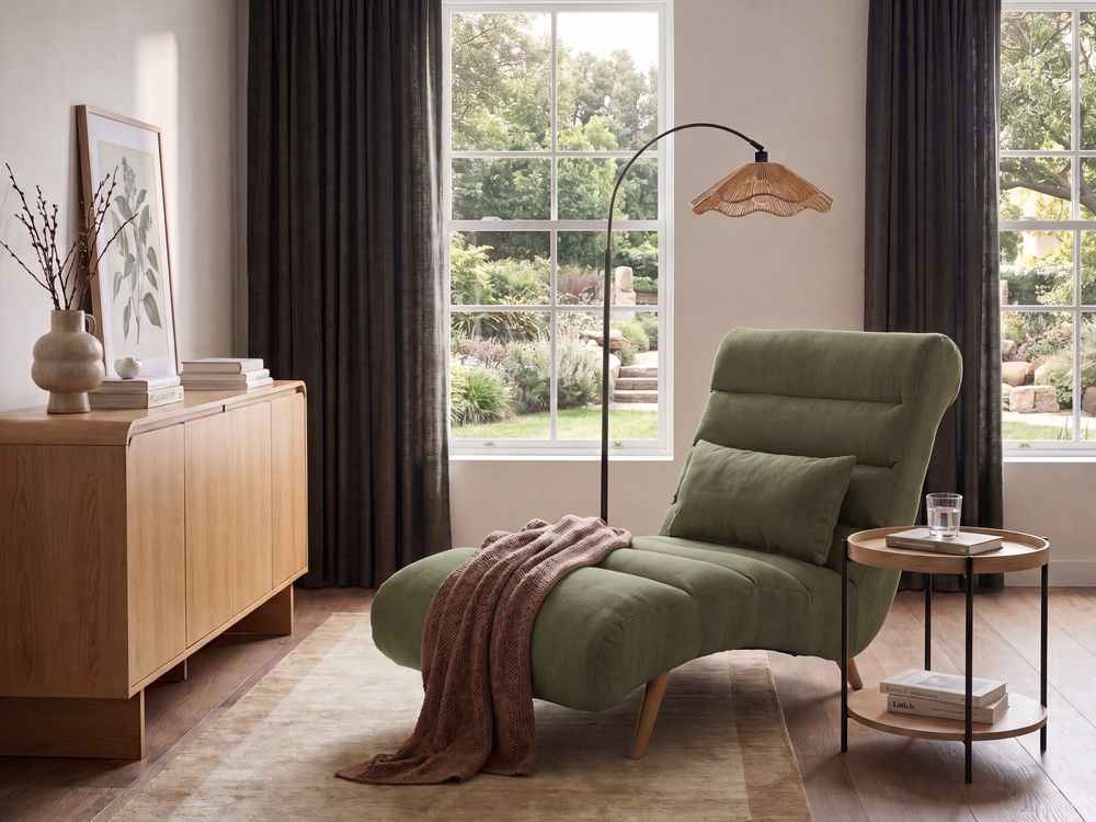 Chaise Longue RIVES Fabric Green