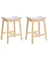Set of 2 Bar Stools DIXON Wood Light Brown/ Grey