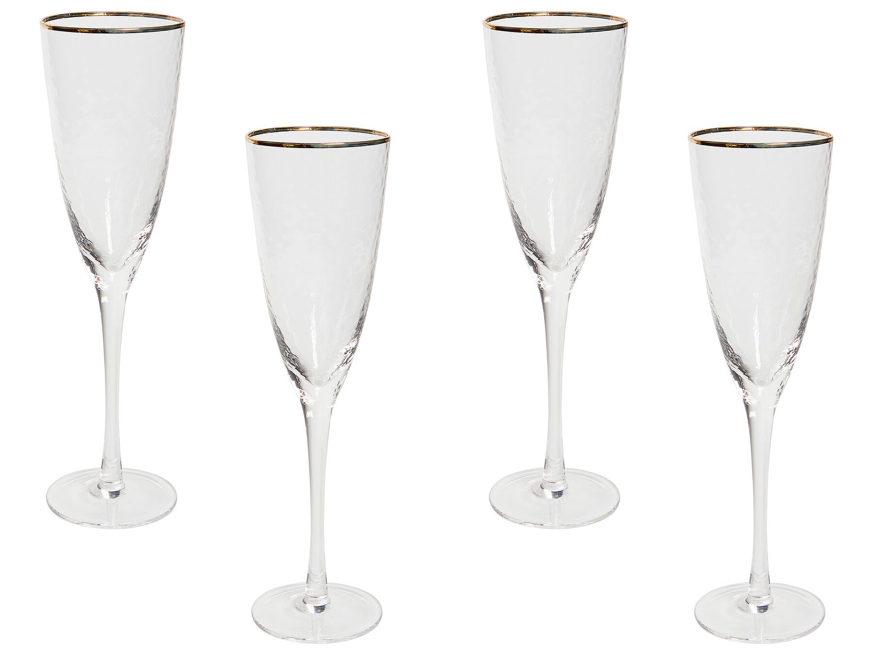 Sada 4 úzkych pohárov na šampanské so zlatým okrajom 250 ml TOPAZ_912947