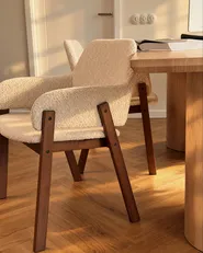 Lot de 2 chaises de salle à manger ALBION Bouclé Beige clair_1161720