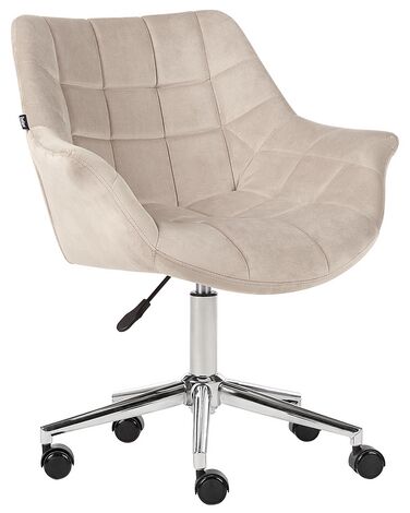 Chaise de bureau en velours beige LABELLE