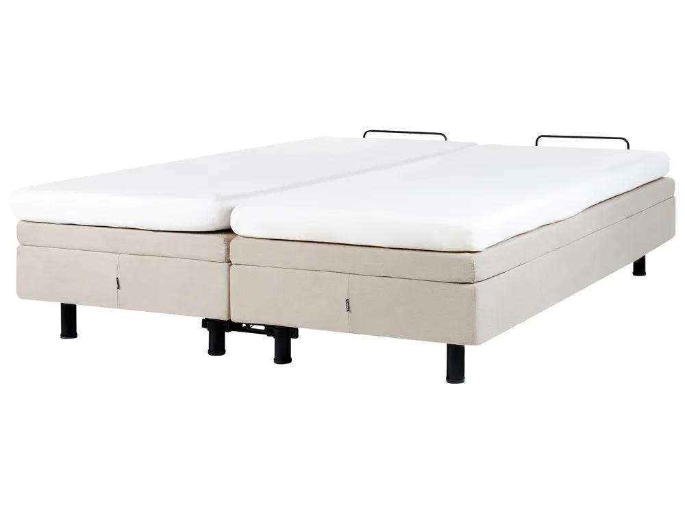 Adjustable Bed without Headboard Fabric DUKE II 160 x 200 cm (EU King Size) Light Beige_952211