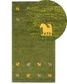 Zöld gabbeh gyapjúszőnyeg 80 x 150 cm YULAFI_855741