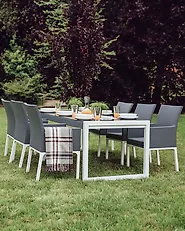 Lot de 4 chaises de jardin BACOLI Tissu Gris foncé_1177430