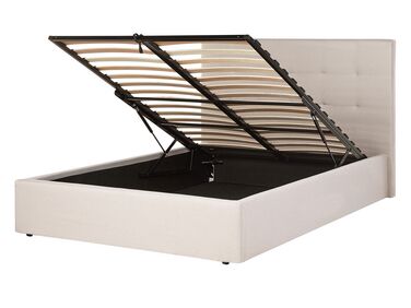 Čalouněná postel s úložným prostorem 140 x 200 cm béžová LORIENT