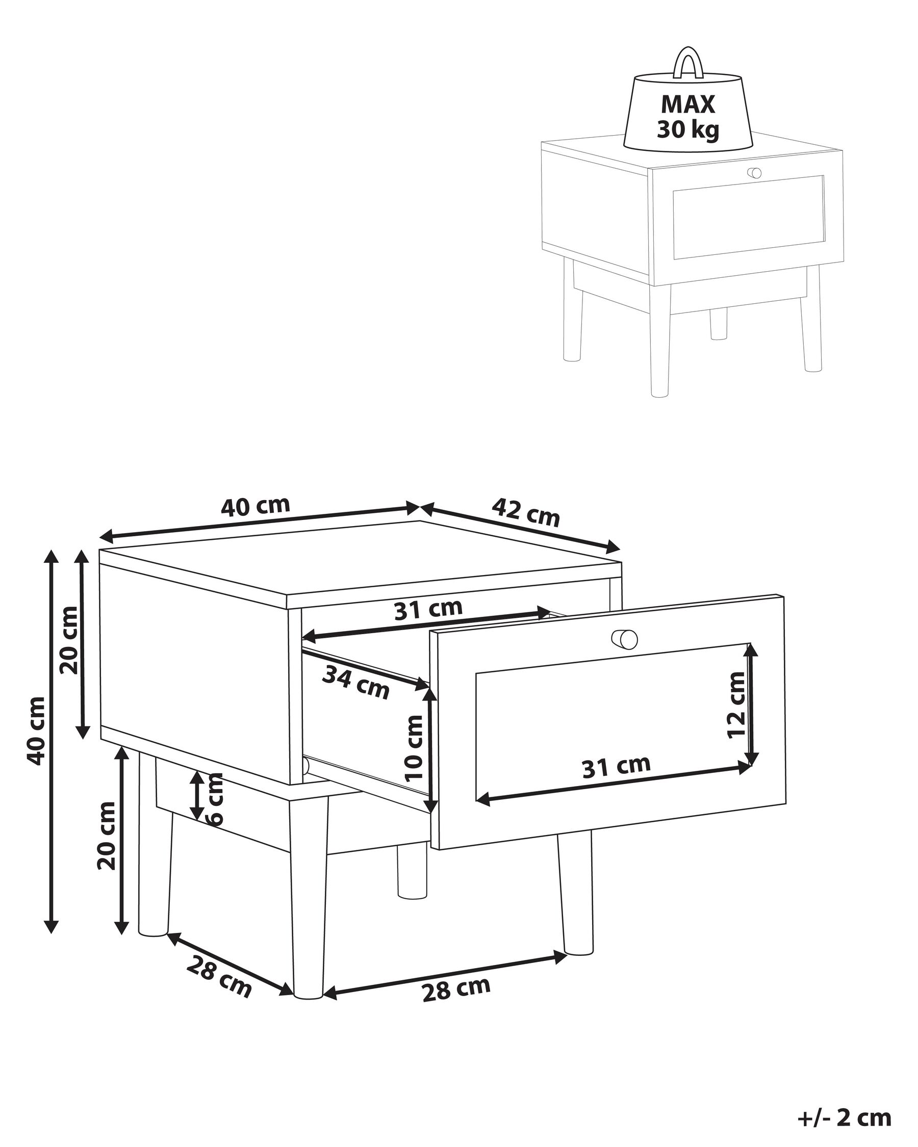Comodino 1 cassetto NIVO Marrone chiaro_933990