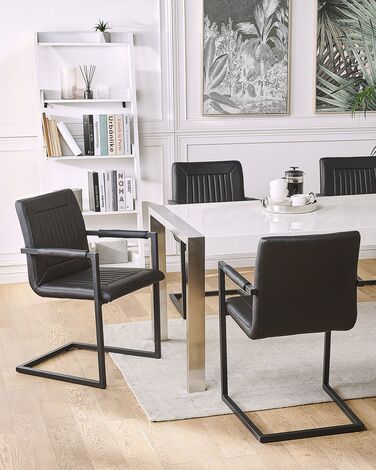 Set of 2 Faux Leather Dining Chairs Black BRANDOL