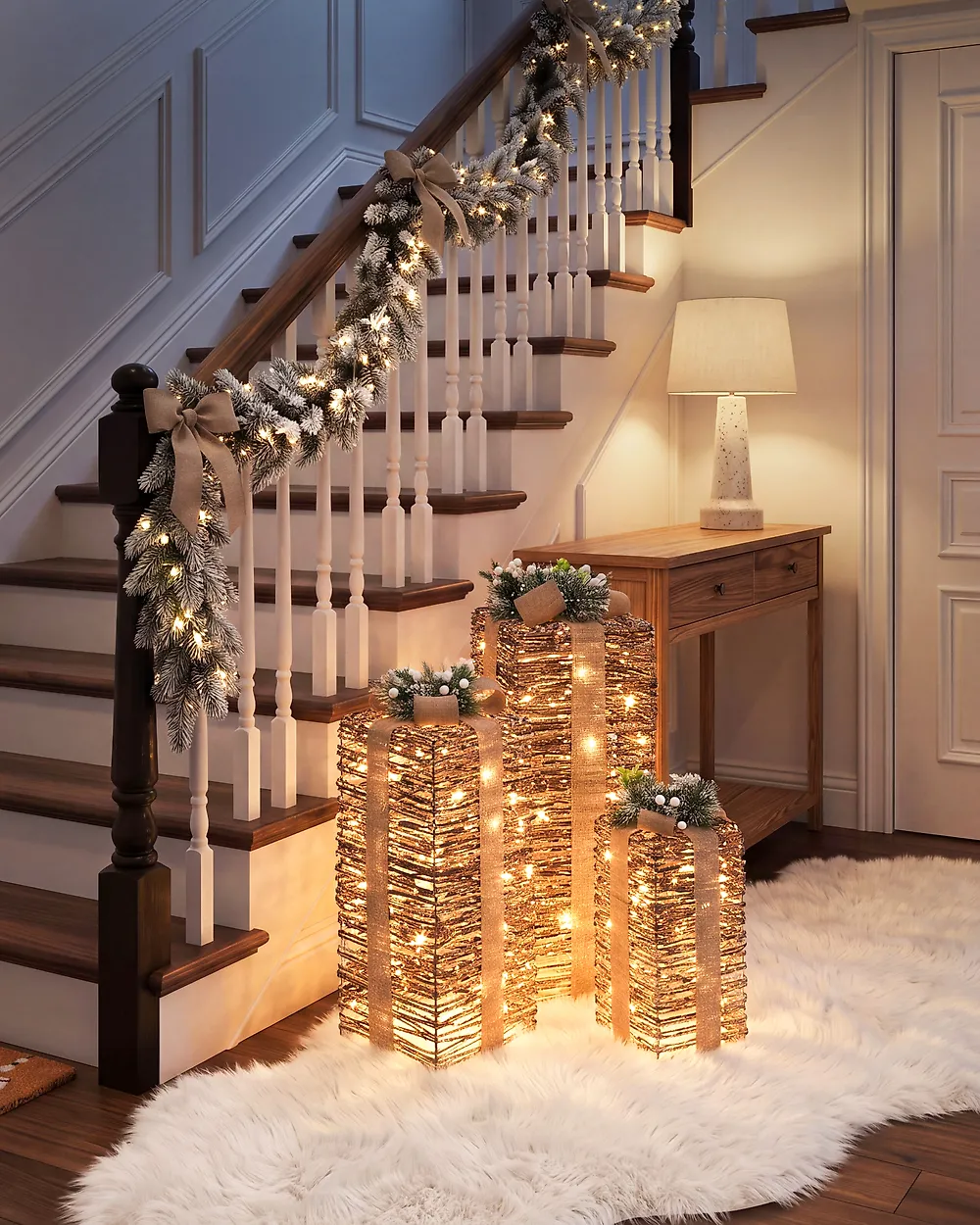 Set of 3 Christmas Decorations LED VALKAMA 54/45/30 cm Christmas Gifts Brown