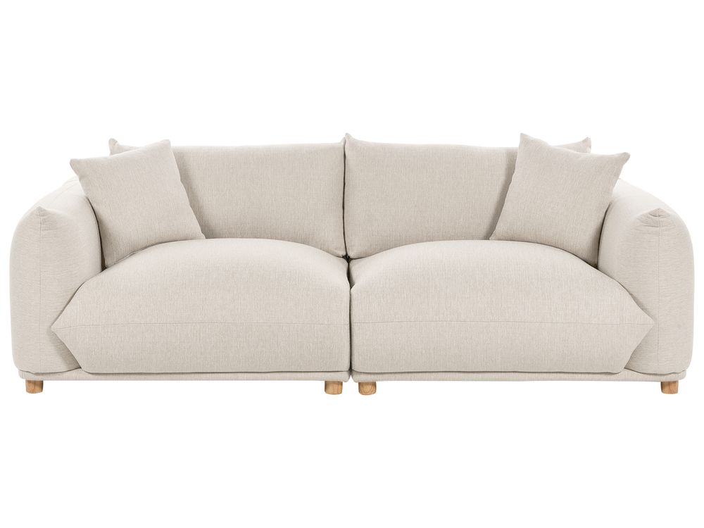 3 Seater Fabric Sofa Light Beige LUVOS Beliani