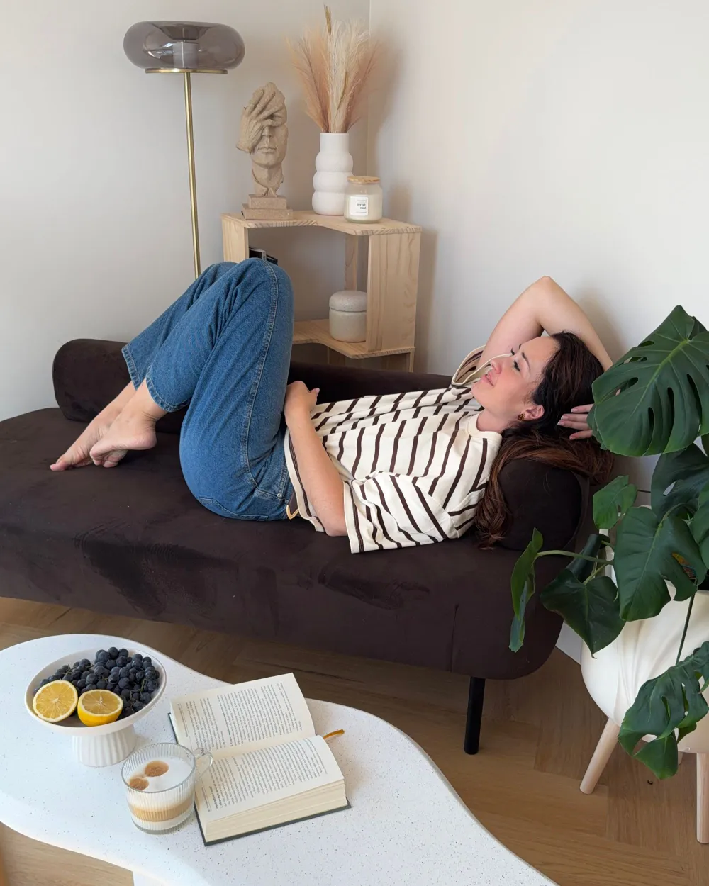 Chaise longue versione destra MIRMANDE Velluto Marrone scuro_1173842