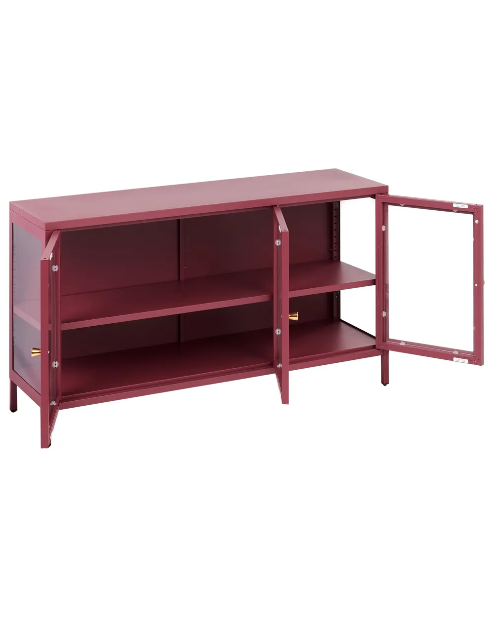 Szafka ze szklanymi drzwiami NEWPORT 115 cm Metal Bordowy_957997