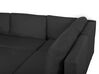 Canapé angle droit modulable 4 places en tissu noir avec pouf ottoman FEVIK_833718