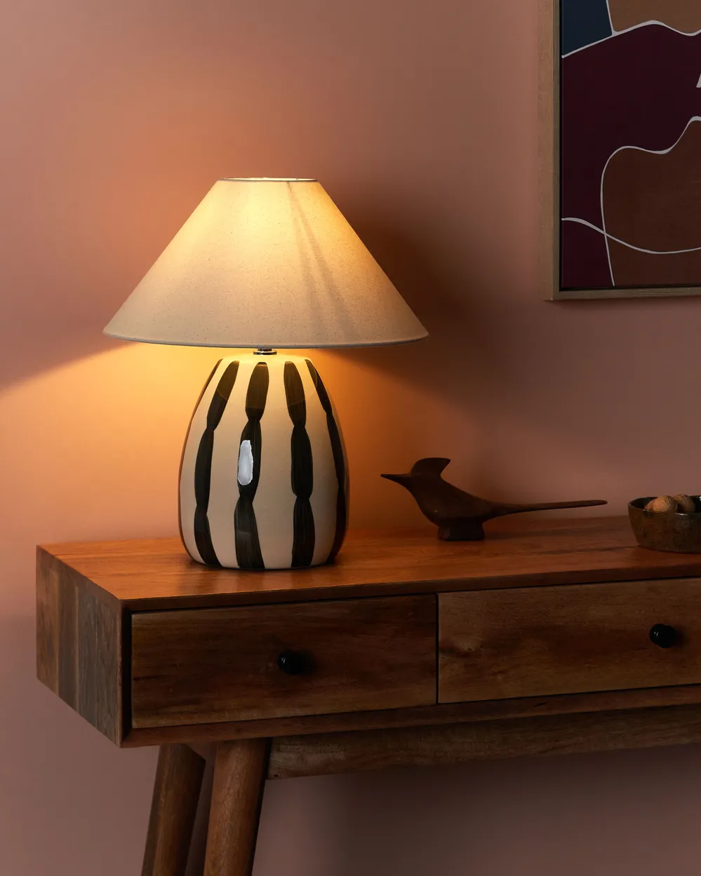 Lampa stołowa LUCHETTI Ceramika Czarny/ biały