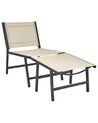 Set of 2 Garden Chairs with Footrests Beige and Black MARCEDDI_928433