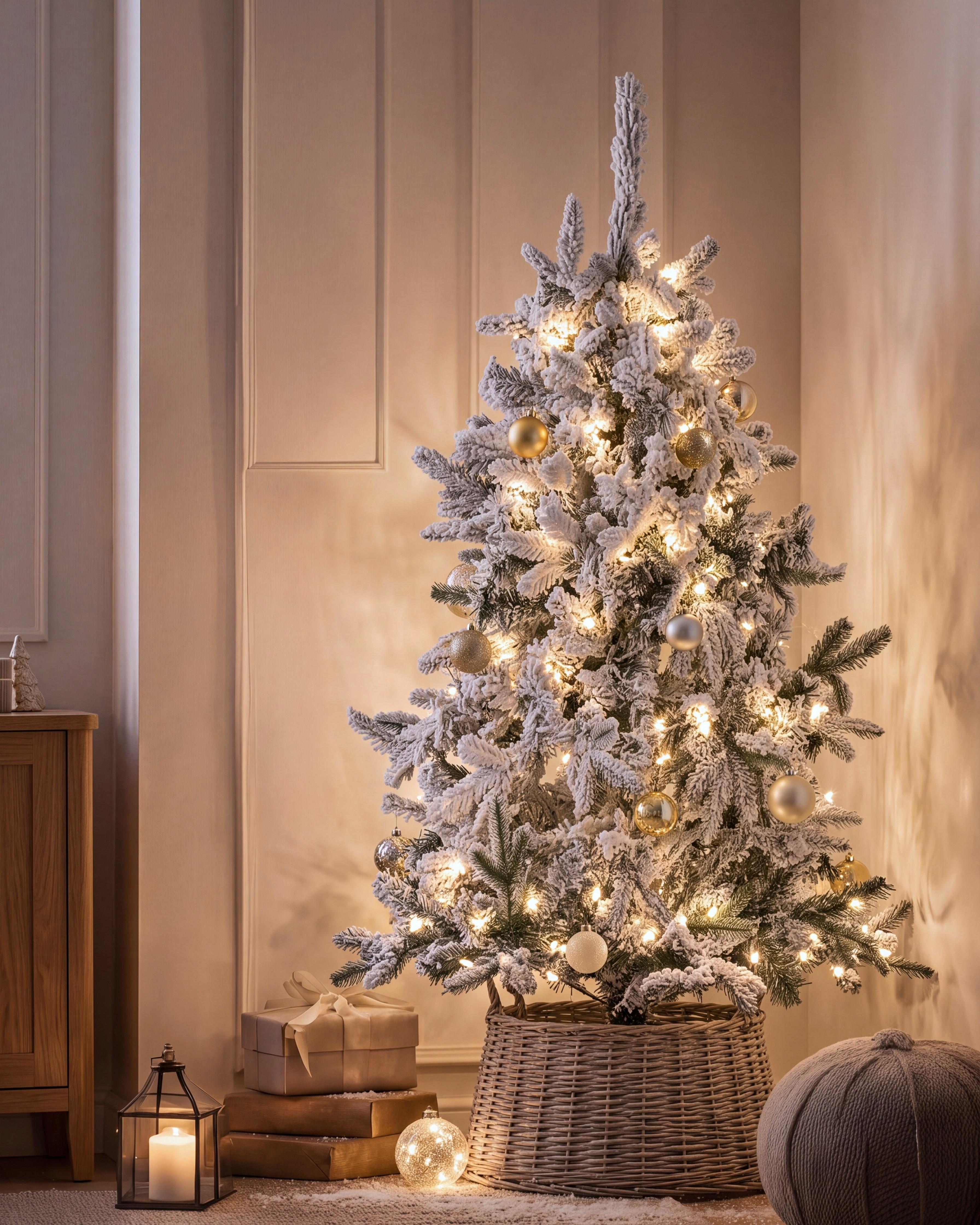Künstlicher Weihnachtsbaum mit Schnee TOMICHI 120 cm Weiss