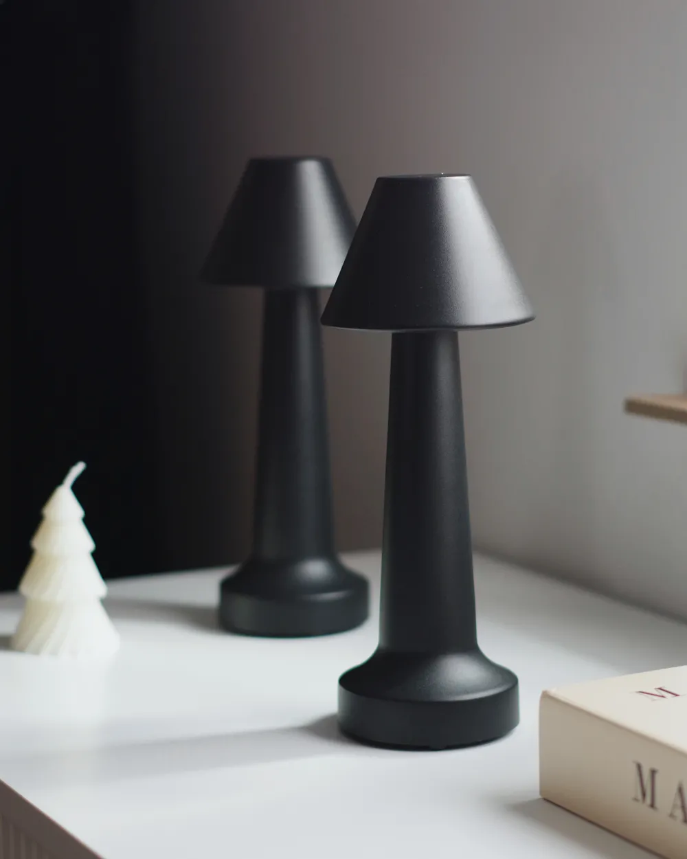 Set of 2 Wireless LED Table Lamp JOANES with Dimmer Metal Black_1051571