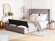Bed with Storage Bench NOYERS Velvet Grey 140 x 200 cm (EU Double)_1171391