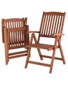 Krzesło ogrodowe drewno akacjowe z poduszką jasnoczerwoną TOSCANA_696079