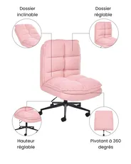 Chaise de bureau ADDISON Bouclé Rose_1077868