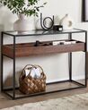 Glass Top Console Table Dark Wood and Black WACO_825575