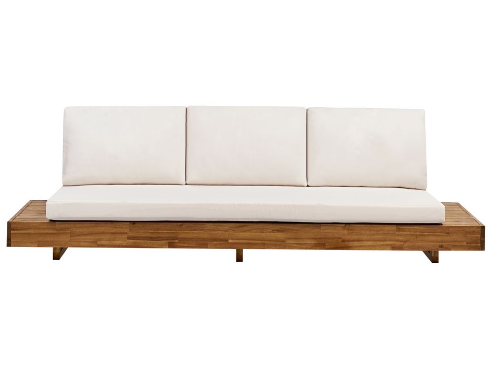 Divano da giardino 3 posti MARETTIMO Legno di acacia certificato Bianco sporco