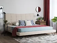 Bett mit Lattenrost Stoff LANNION 160 x 200 cm Hellbeige_1179227