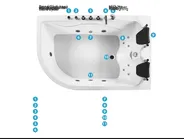 Hjørne-boblebad med LED CALAMA 180 x 120 cm Hvid Venstrevendt_781606