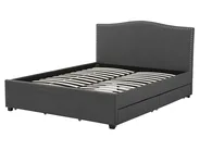 Bed with Storage Drawers MONTPELLIER Fabric Dark Grey 160 x 200 cm (EU King Size) LED_708647